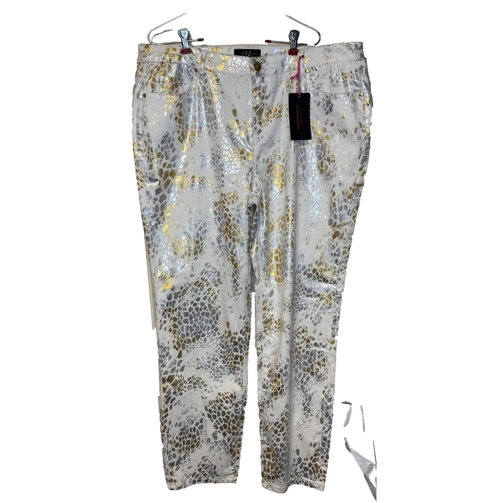 Midnight Velvet Women's Jeans Animal Print Stretch Gold Silver Plus Size 20W NWT
